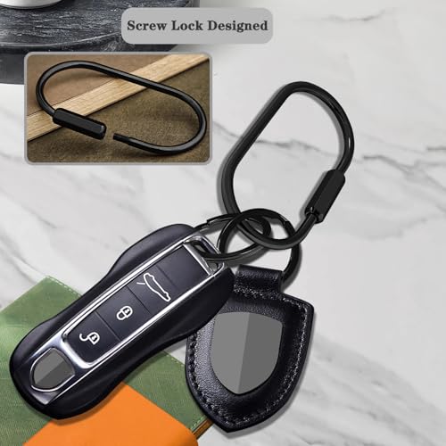 Key Chain Brass Key Rings 2 Pack Screw Lock Key Organizer with 4 Rings Carabiner Keychain Clip for Men and Women (2 Count)