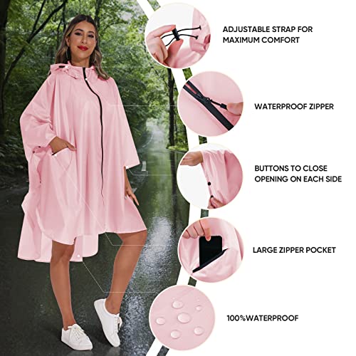 Rain Poncho for Adults with Zipper