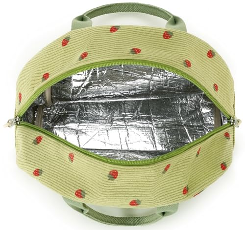 Lunch Bag for Women Men Cute Corduroy Lunch Tote Bags Reusable Insulated Lunch Box Large Capacity Reusable Insulated Cooler for Work Picnic or Travel