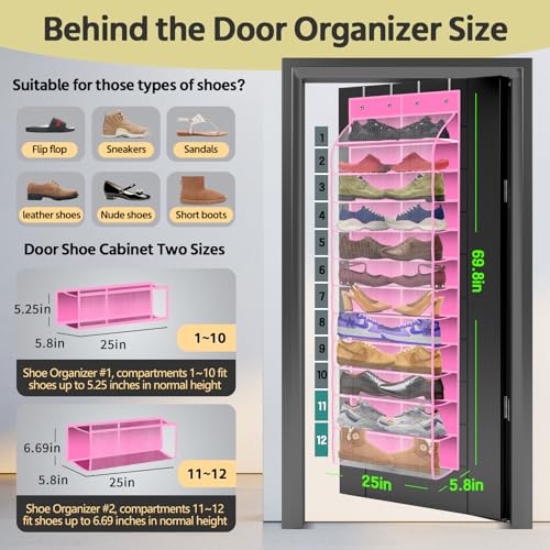 12 Pocket Over the Door Shoe Organizer
