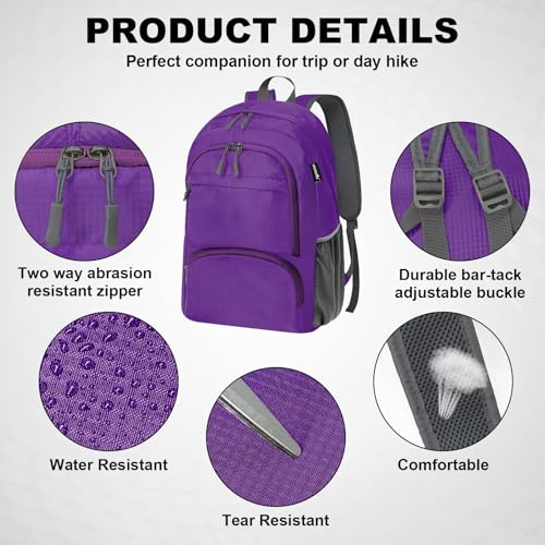 20L Lightweight Packable Hiking Daypack Foldable Backpack for Men Women Small Travel Outdoor Foldable Shoulder Bag