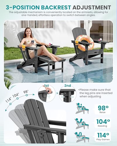 HDPE Folding Adjustable Adirondack Chair with Footrest