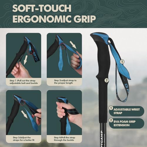 Aluminum Collapsible Trekking Poles with EVA Grips