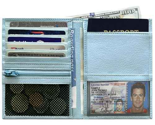 Deluxe Personalized Monogrammed Chambray RFID Leather Passport Wallet