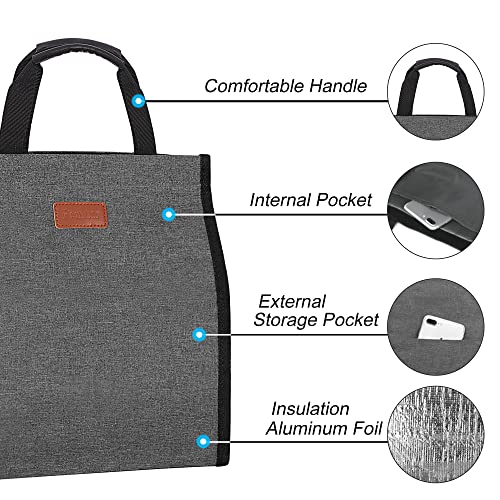 Lunch Bags for Women Insulated Reusable Lunch Tote with Internal Pocket