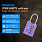 Dual-Opening: Key or Combination Access Lock, TSA Approved Locks for Luggage, Pelican case, Travel, Gym, School, Stainless Steel Shackle. (Purple, 2 Pk) (2 Count)