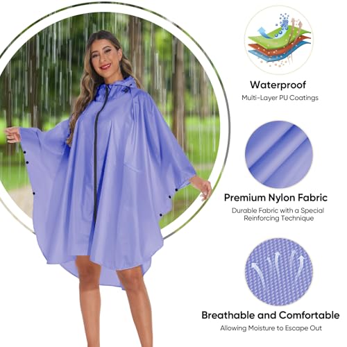 Rain Poncho for Adults with Zipper