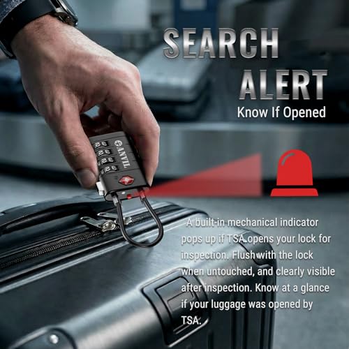 TSA Approved Luggage Locks with Search Alert Indicator (4 Count)