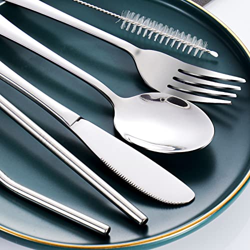 7 Piece Travel Utensils Set with Case and Straws (8 Count)