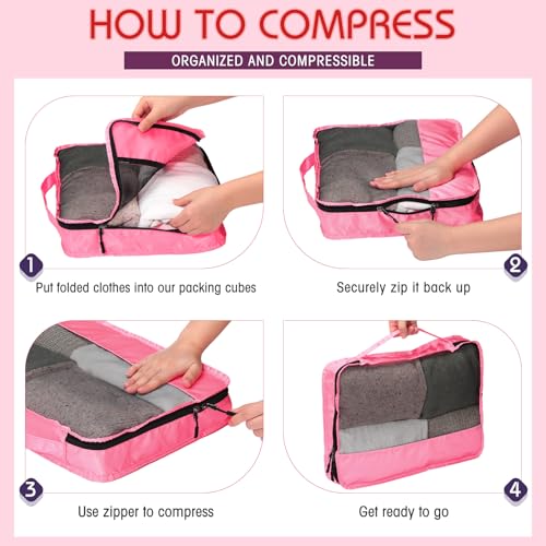 5 Pcs Packing Cubes for Suitcase Large Travel Cubes Carry on Luggage Organizer Bags for Clothes Accessories (5 Count)