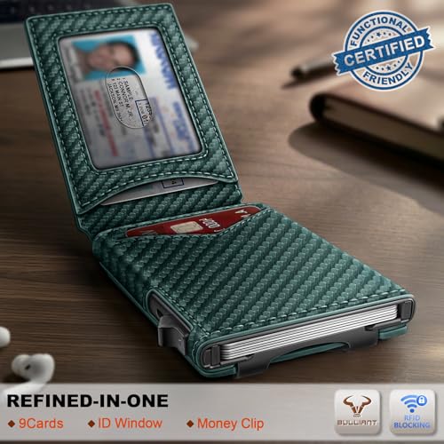 Men Slim Magnetic Leather Wallet Metal Case Money Clip 9 Cards