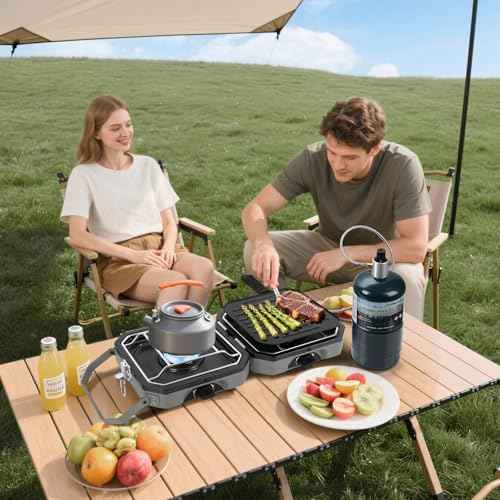 Adjustable 2 Burner Portable Stove with 16000 BTU