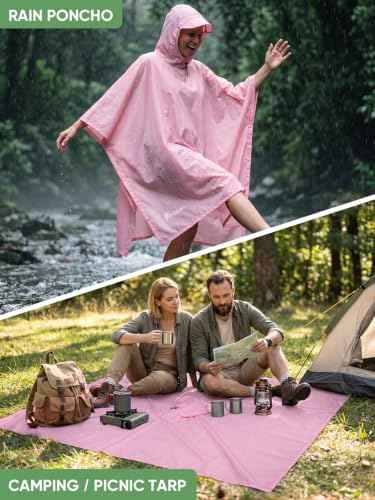 Hooded Rain Poncho for Adults
