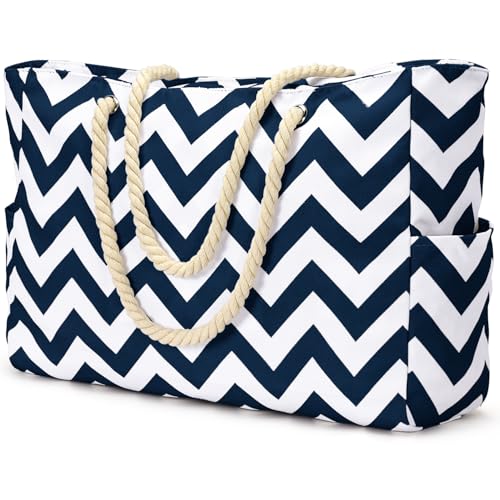Beach Bag Large Beach Tote Bag for Women Waterproof Sandproof Swim Pool Bag With Zipper