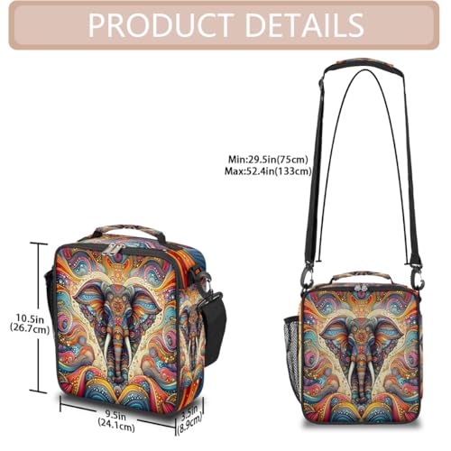 Elephants Animal Kids Lunch Box for Girls Boys Reusable Insulated Lunch Bag for Kids Toddler Thermal Cooler Spacious Lunchbox with Shoulder Strap Lunchbag for School Work Picnic (print 25)