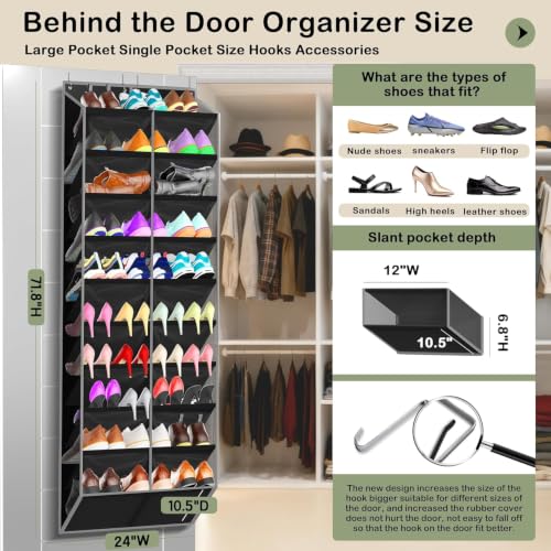 20 Pocket Hanging Shoe Organizer for Door (20 Count)