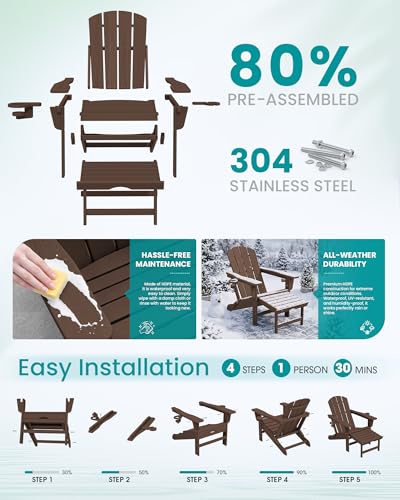 HDPE Folding Adjustable Adirondack Chair with Footrest