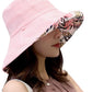 Women Wide Brim Sun Hats Metal Wired Edge Summer UV Protection Beach Fishing Hat for Hiking Garden Travel Chin Strap