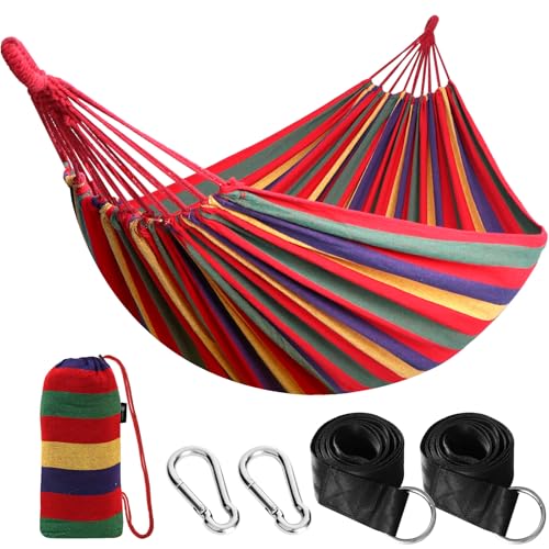 Cotton Camping Hammock Portable with Tree Straps Holds 660lbs