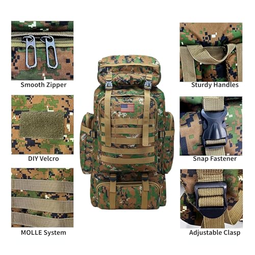 80L 2 Pack Hiking Backpack for Men with Sling Tactical Backpack (2 Count)