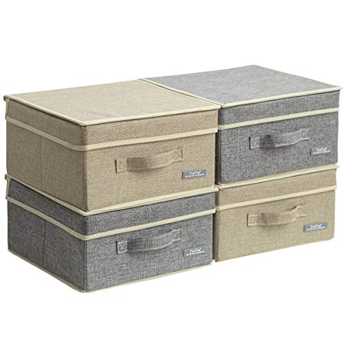 4 Pack Small Fabric Storage Box with Lids (4 Count)