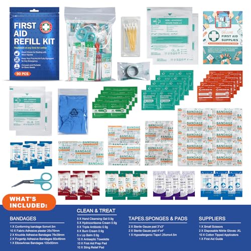 90 Pieces First Aid Refill Kit (90 Count)