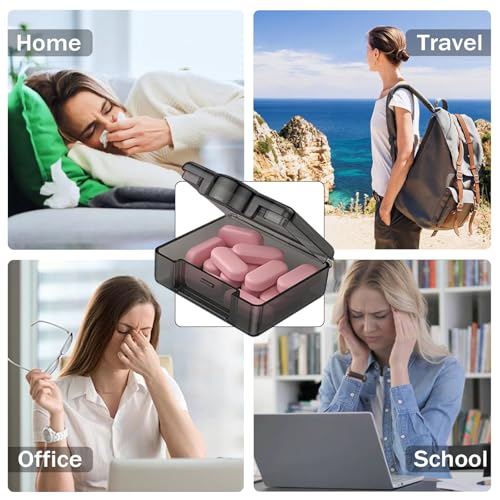 Small Pill Case Travel Pill Box Cute Pill Organizer for Purse Portable Daily Medicine Organizer 1 Compartment Pill Holder for Vitamins (4 Count)