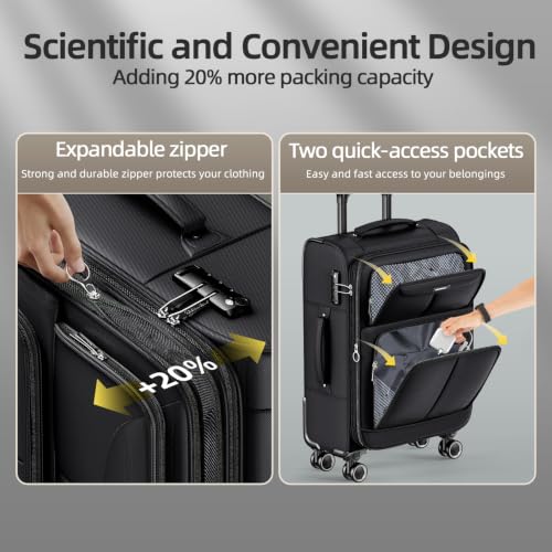 Luggage Sets 3 Piece Softside Expandable Durable Suitcase Sets (3 count)