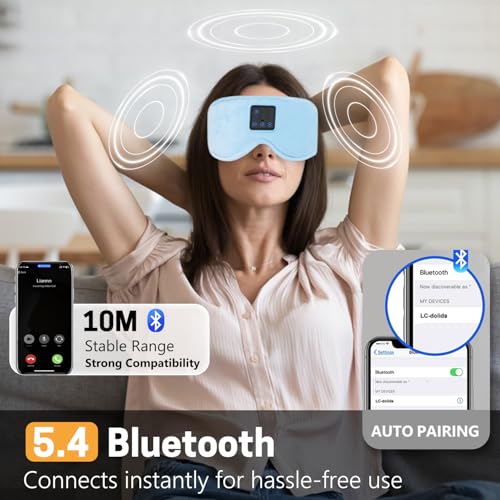 Sleep Mask with Bluetooth Headphones 3D Contour Sleeping Headphones 5.4 Wireless Bluetooth