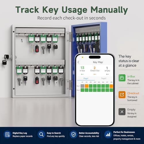 32 Key Lock Box Smart Key Organier Cabinet with Keypad & App for Office