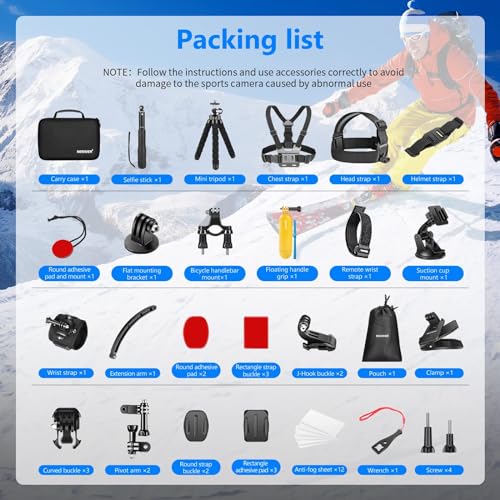 50 in 1 Action Camera Accessory Kit Compatible with GoPro DJI