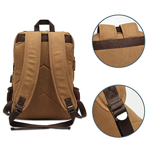 Vintage Canvas Backpack with USB Charging Port