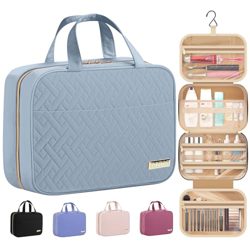 Hanging Travel Toiletry Bag Women Men Essentials Light Blue