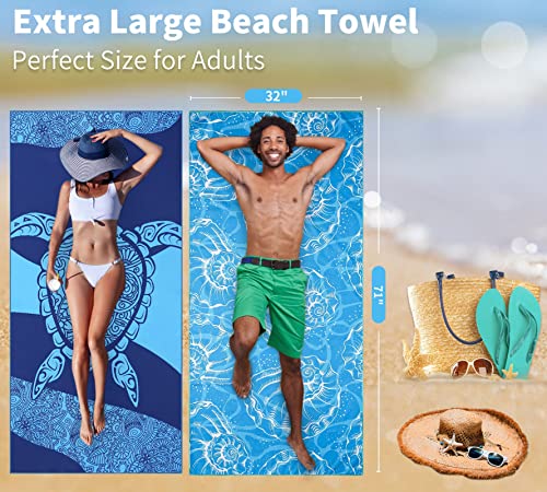 Microfiber Beach Towel Oversized 71x32 Multiple with Bag 6 Pack Bulk (6 Count)