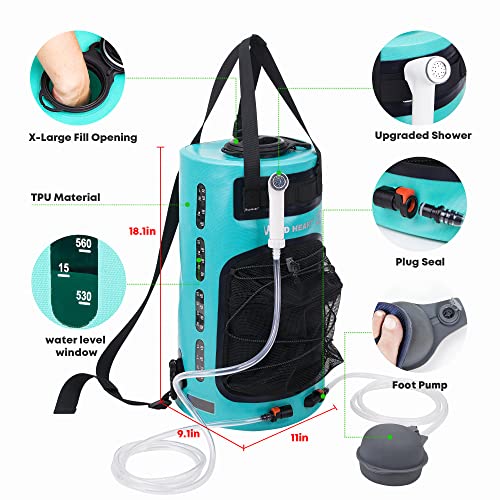 Camping Shower 22L Portable Shower for Camping with Pressure Foot Pump and Hose