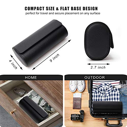 Longjet Watch Roll Travel Case for Men Portable Watches Organizer Box