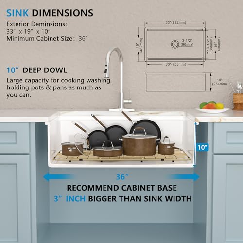 33"x19" White Undermount Sink Workstation
