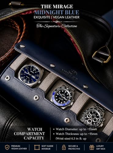 Watch Travel Case for Men Watch Roll for Travel Organizer and Display Watch Case (4 Count)