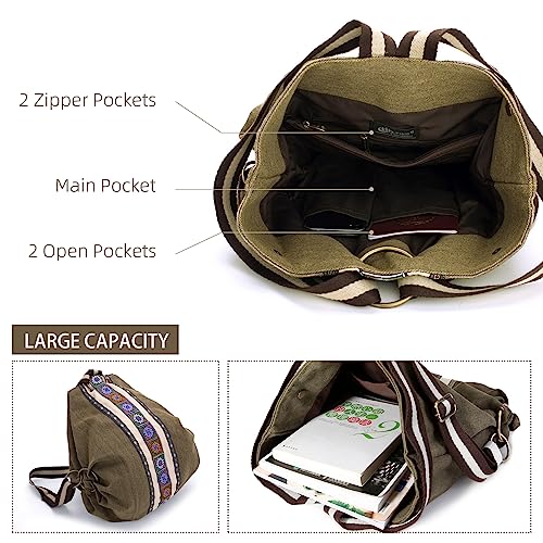 Women Canvas Backpack Daypack Casual Shoulder Bag