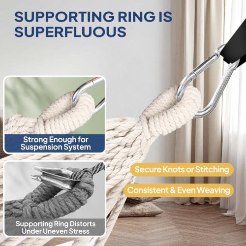 Cotton Camping Hammock Portable with Tree Straps Holds 660lbs