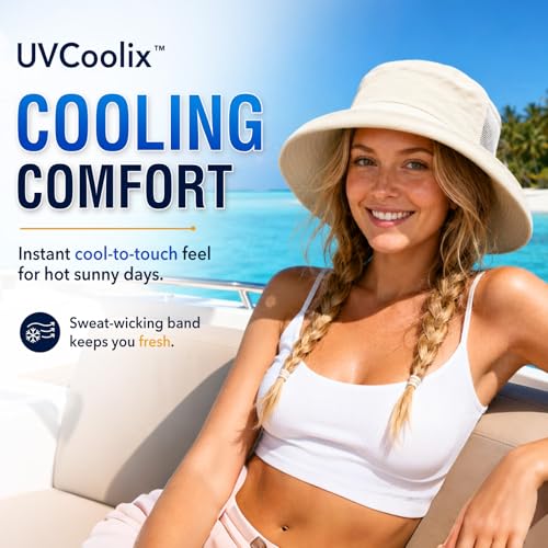 UVCoolix UPF 50+ Wide Brim Ponytail Sun Hat