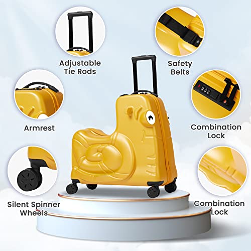 Kids Ride on Luggage with Spinner Wheels Suitcase