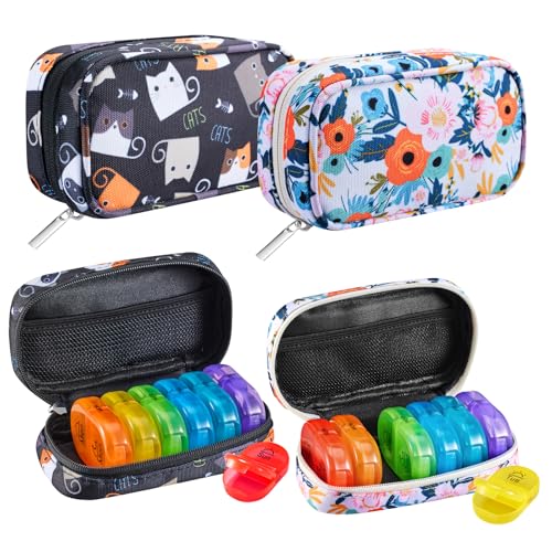 Weekly Travel Pill Organizer 2 Times a Day AM PM Rainbow Pill Box (2 Count)