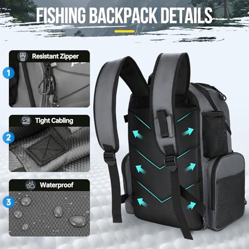 Fishing Backpack with Rod Holders 45L Large Water