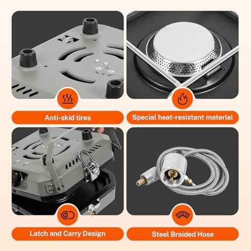 Adjustable 2 Burner Portable Stove with 16000 BTU