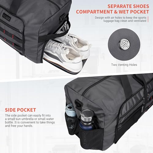 Foldable Duffle Bag for Men Large 65L Travel with Shoe Compartment