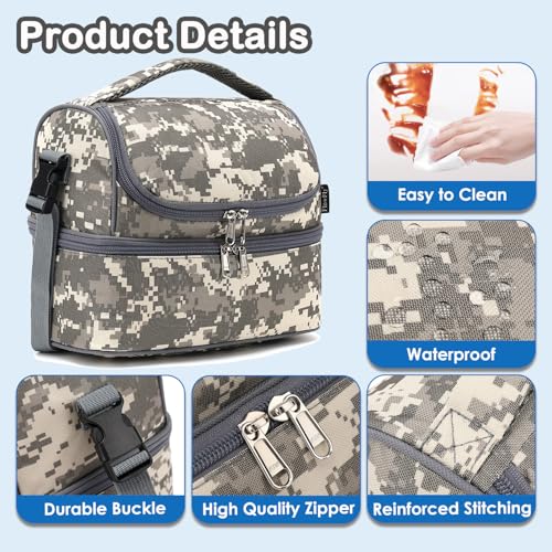 Kids Double Decker Cooler Insulated Lunch Bag Large Tote for Boys
