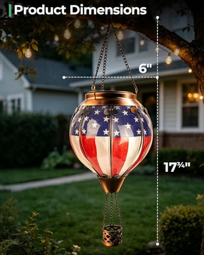 Hot Air Balloon Solar Lantern with Flickering Flame Light