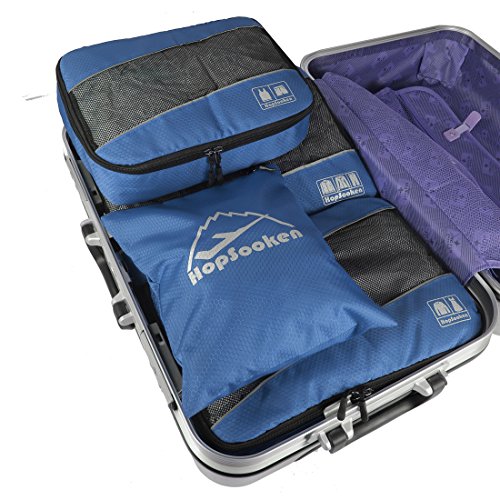 5 Set Packing Cubes for Travel Large Suitcase Luggage Organizer Bags Travel Accessories Vacation 4 Cubes 1 Laundry Pouch Bag (5 Count)