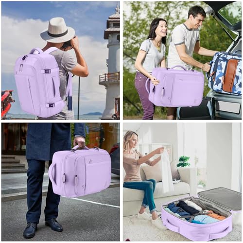 40L Expandable Carry On Travel Backpack with 4 Packing Cubes
